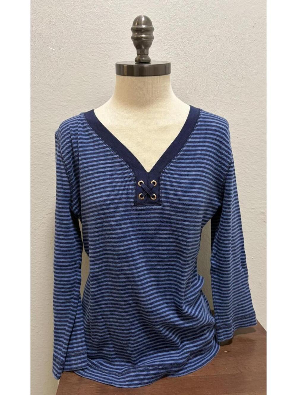 Ralph Lauren LRL Womens Nautical Preppy Striped Top L Navy
